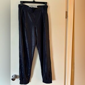 Womens Navy Coated Jogger Pants